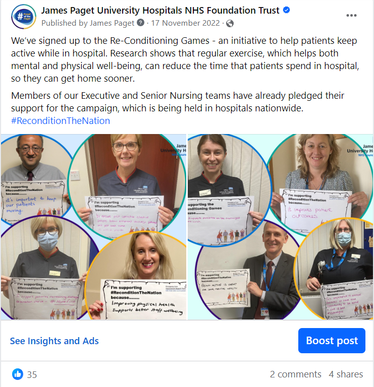 Reconditioning Games Platinum award - James Paget Hospital featured image