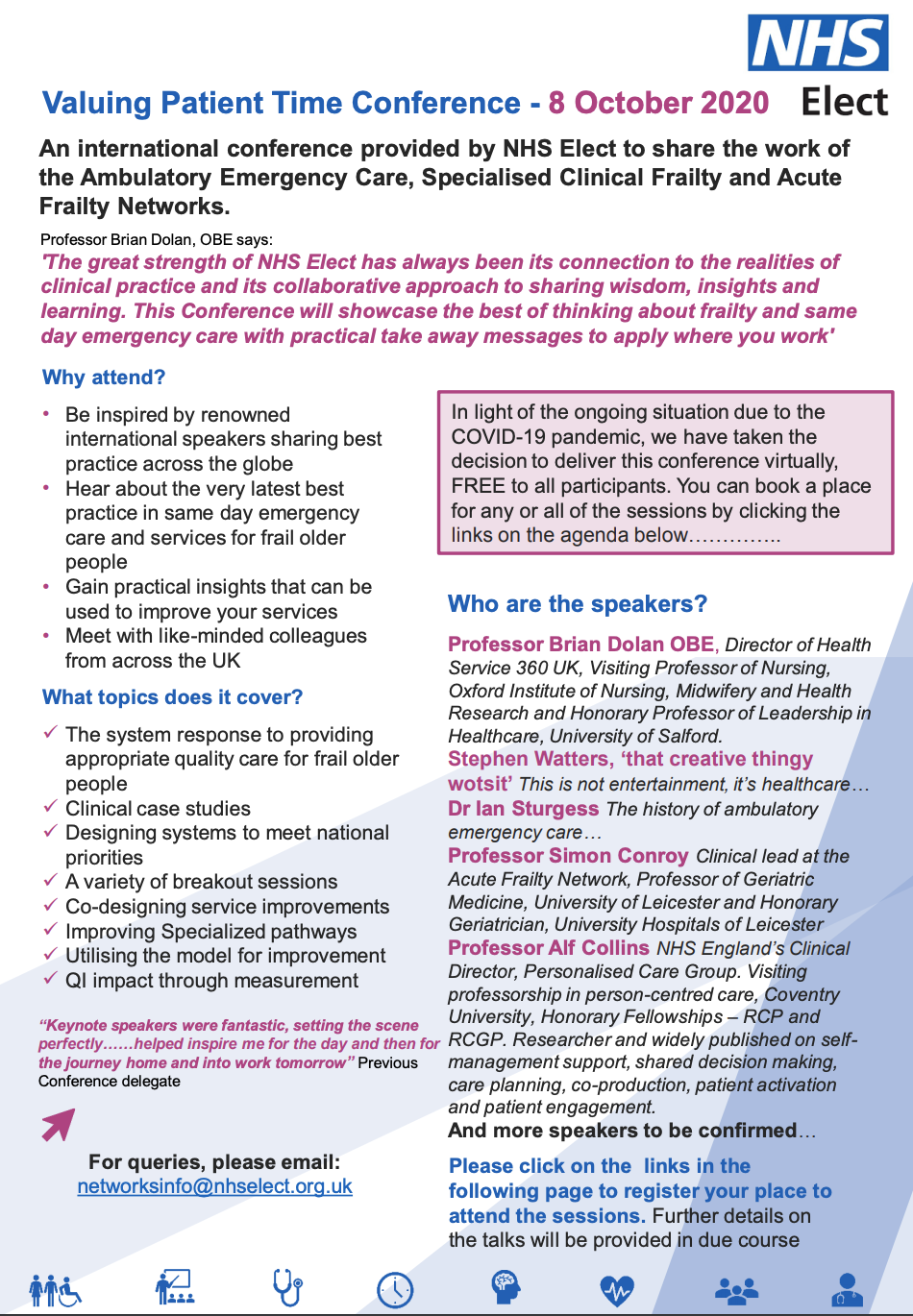 NHS Elect Valuing Patient Time Conference 8th October 2020 featured image