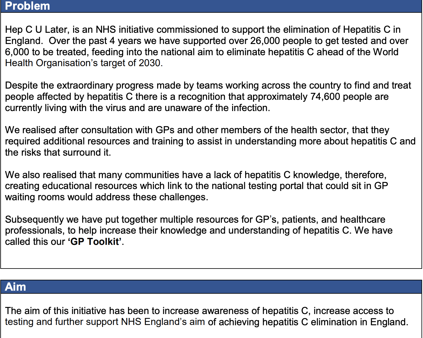 Hep C U Later - Developing a toolkit to support Hepatitis C elimination in England featured image