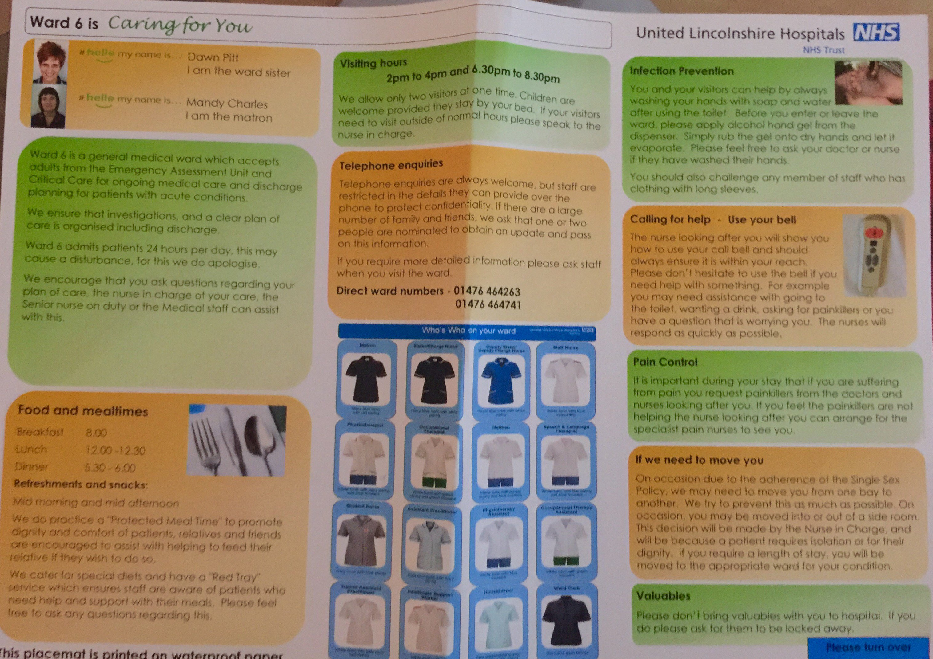 Ward information patient placemats featured image